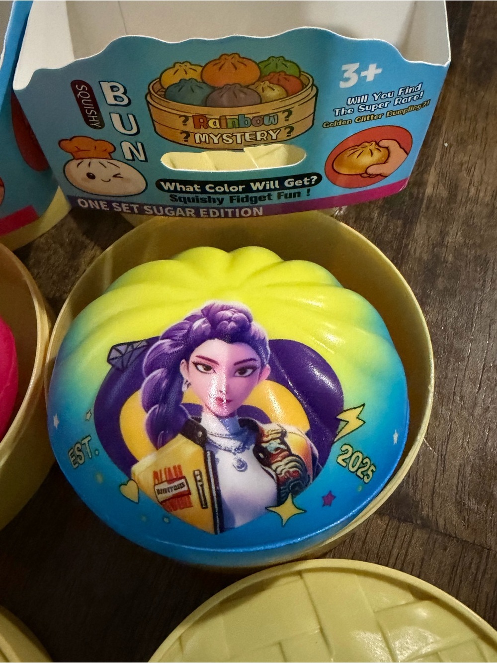 K Pop Rumi Squishy Rainbow Mystery Dumpling - Yellow & Blue Kids Fidget Toy
